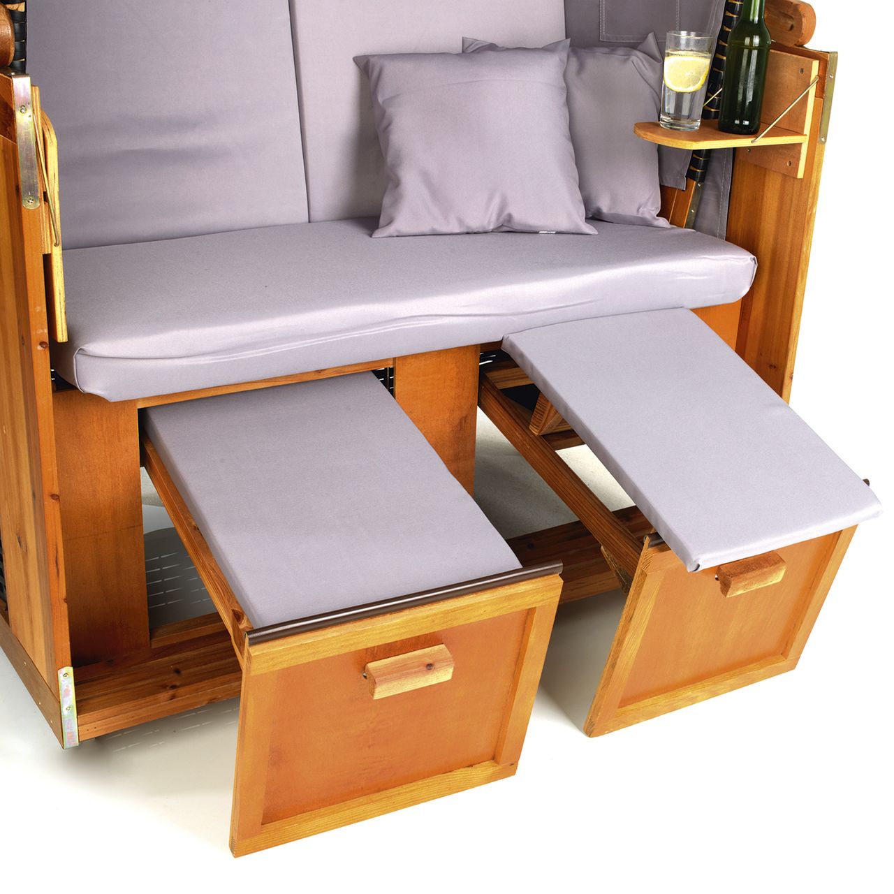 Hoberg Strandkorb 2-Sitzer, 120 x 80 x 160cm, Grau / Braun