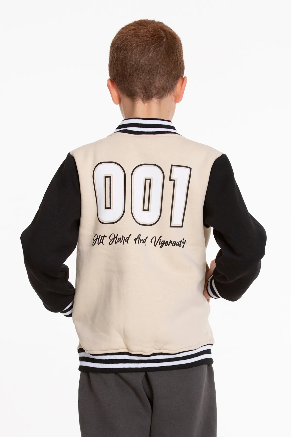AHENGİM  Jungen-College-Jacke, groß, bedruckte Bomberjacke mit geknöpftem Druckknopfverschluss, Ak2513110