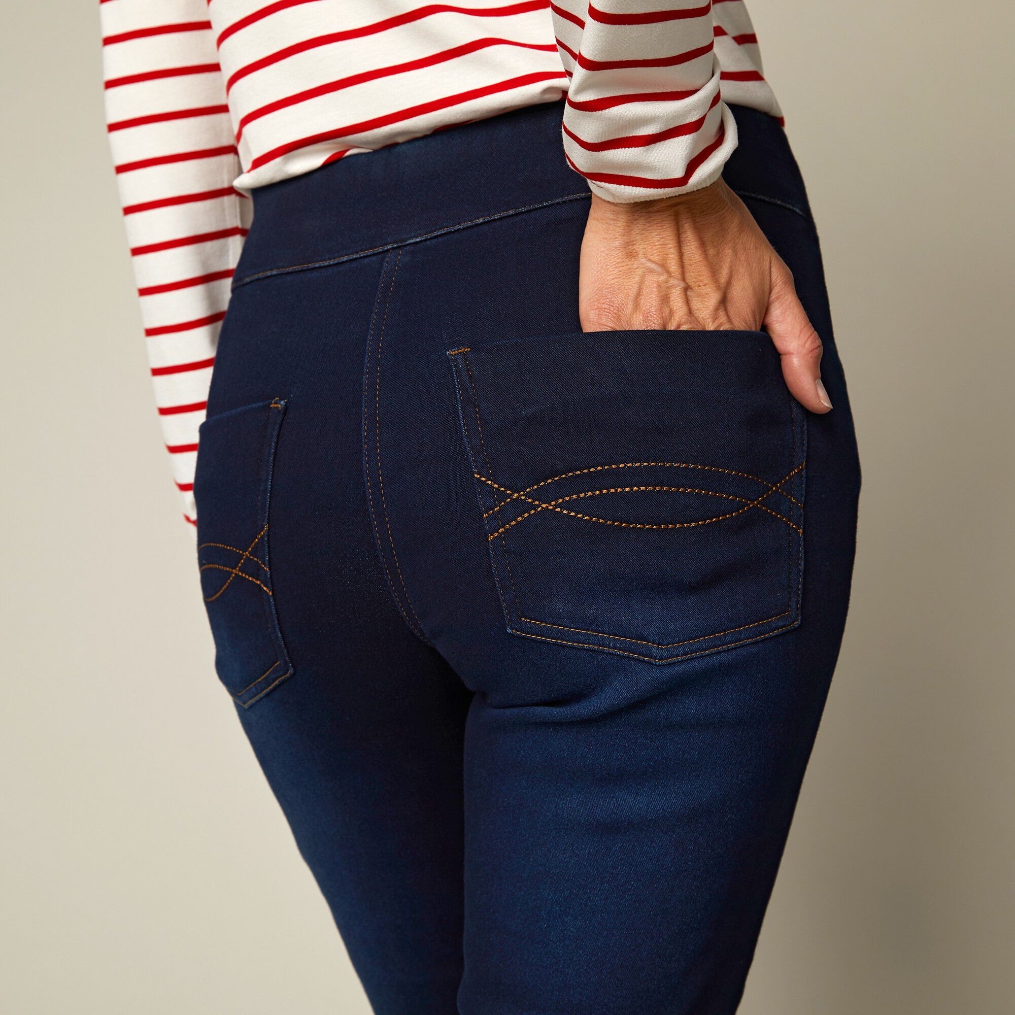 Jegging fuselé ultra stretch, maille effet jean
