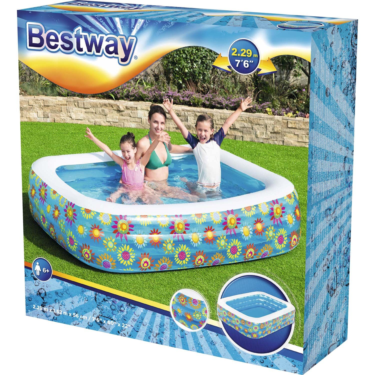 Bestway Happy Flora 229 x 152 x 56 cm aufblasbarer Pool