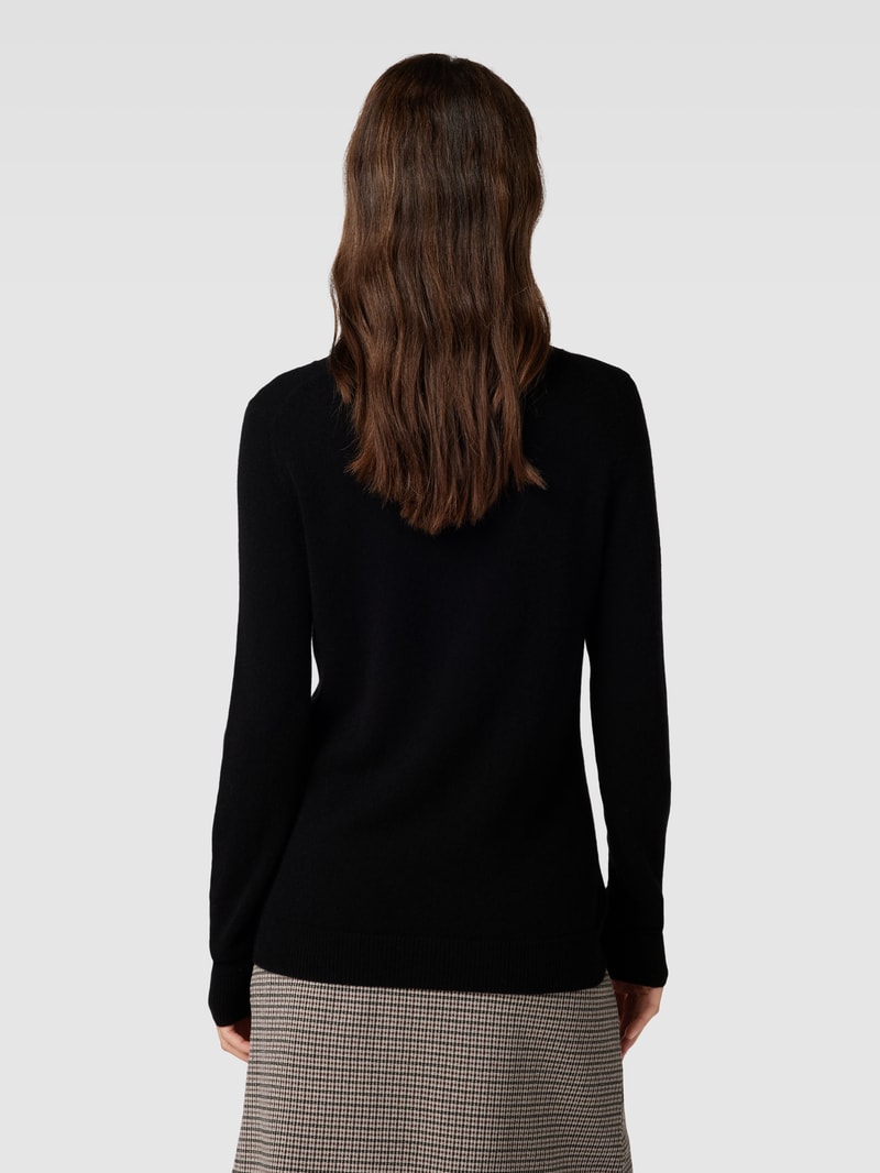 Strickpullover aus Kaschmir mit V-Ausschnitt in schwarz