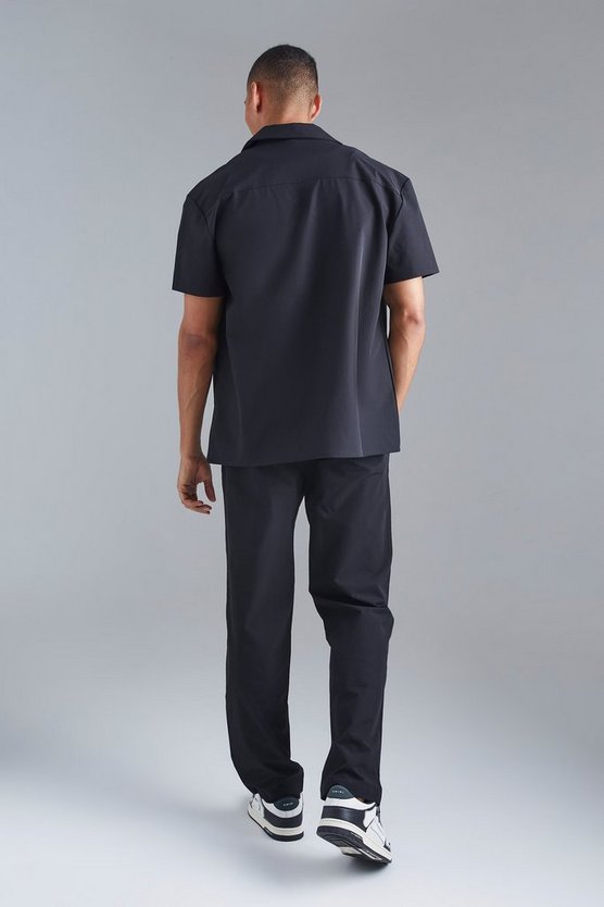 Oversize Stretch-Hemd mit kurzen Ärmeln