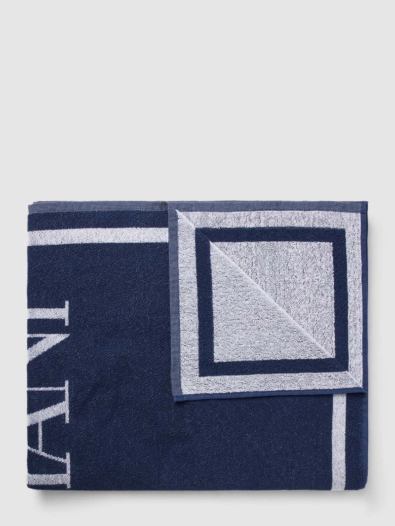 Handtuch mit Label-Print in dunkelblau