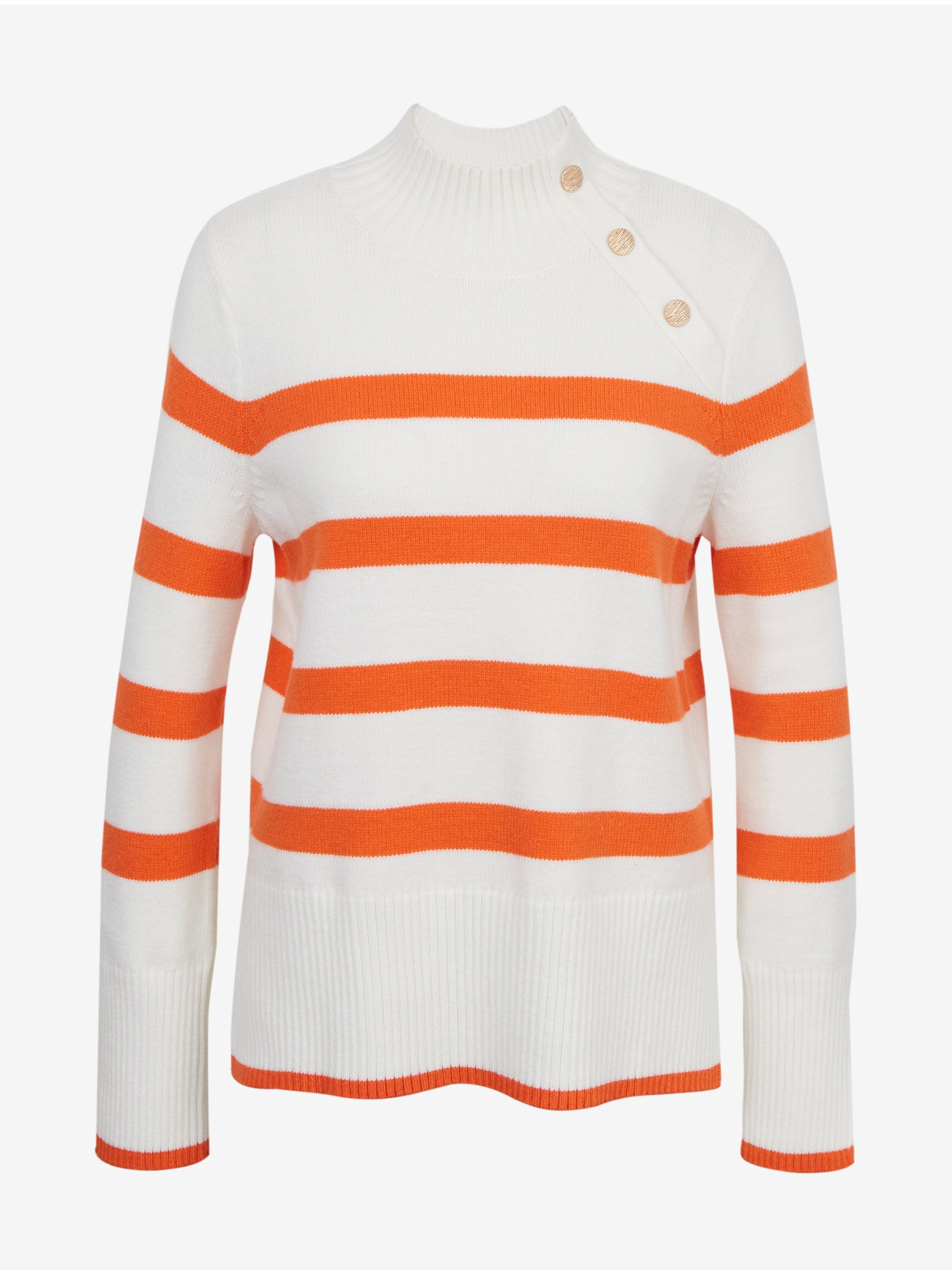 Orange-weißer gestreifter Damen Pullover ORSAY