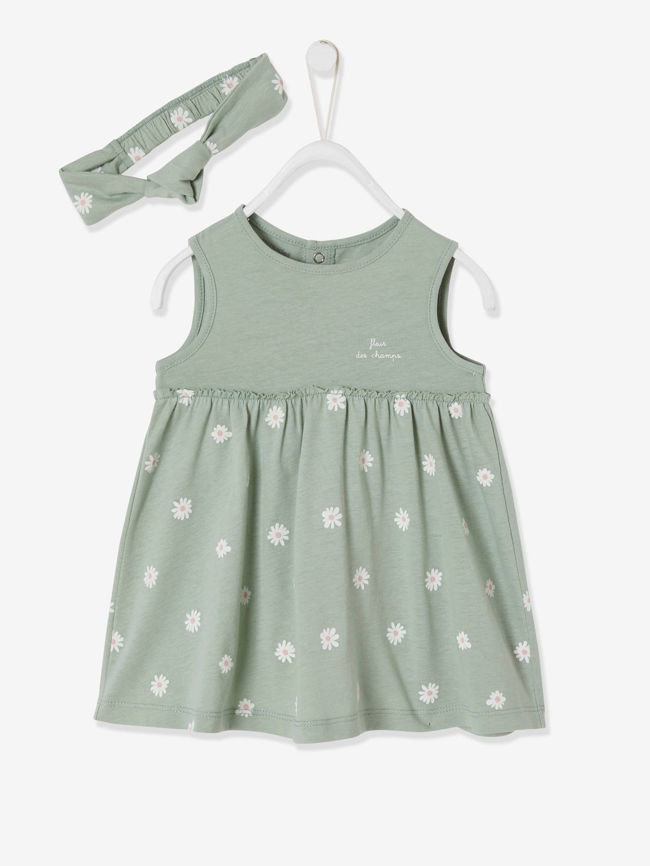 Robe et bandeau assorti bébé fille écru