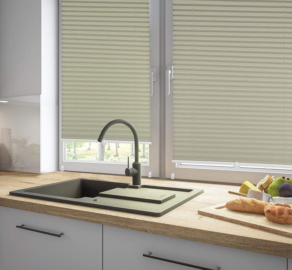 Plissee Sonnenschutzrollo ohne Bohren Verspannt Blickdicht Lichtschutz, Sekey, Klemmfix, Verspannt Jalousie Rollos