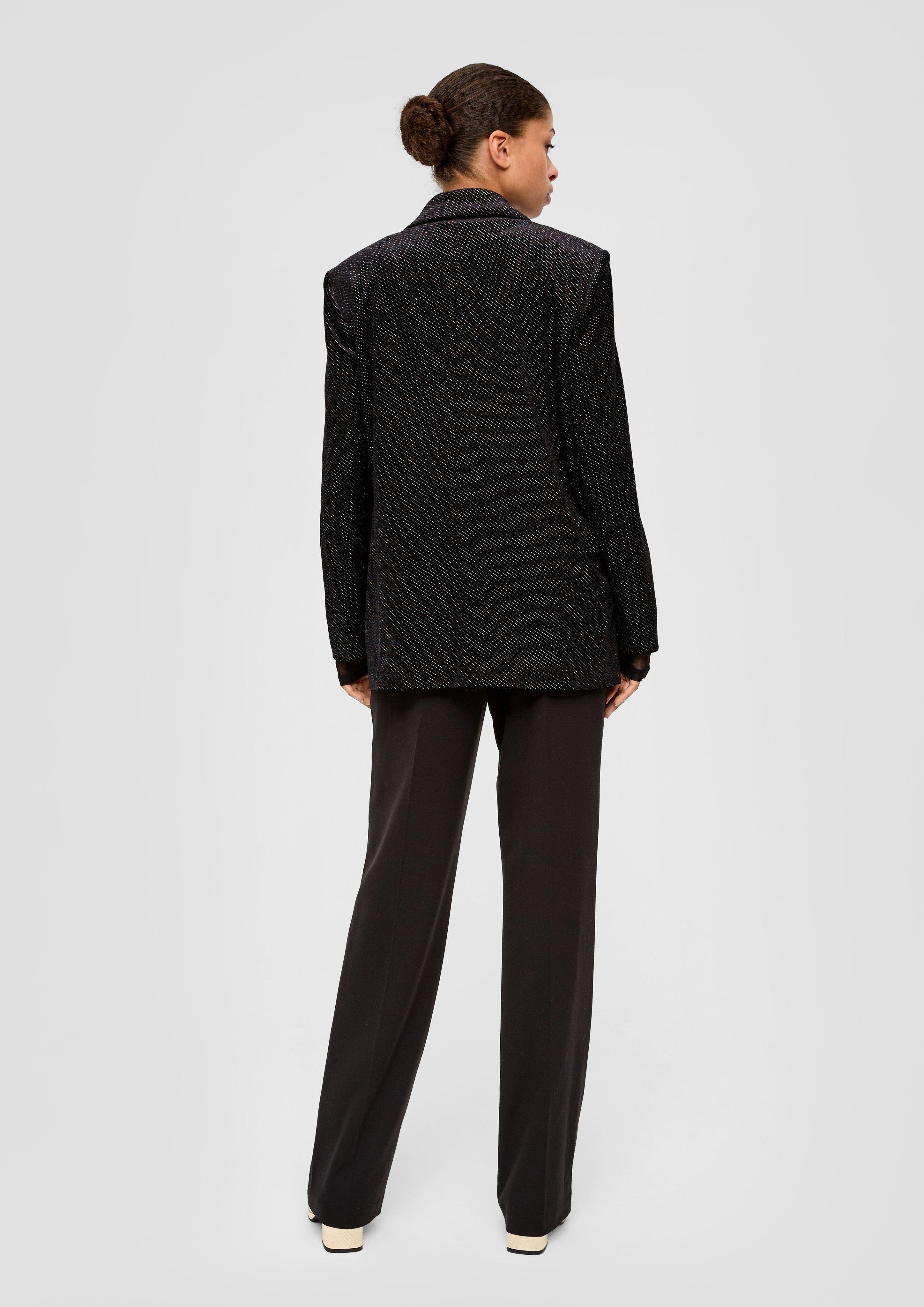 QS Jackenblazer Samtblazer mit Glitzer Glitzer