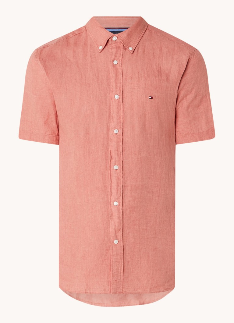 Tommy Hilfiger lanena košulja regularnog kroja s vezom logotipa