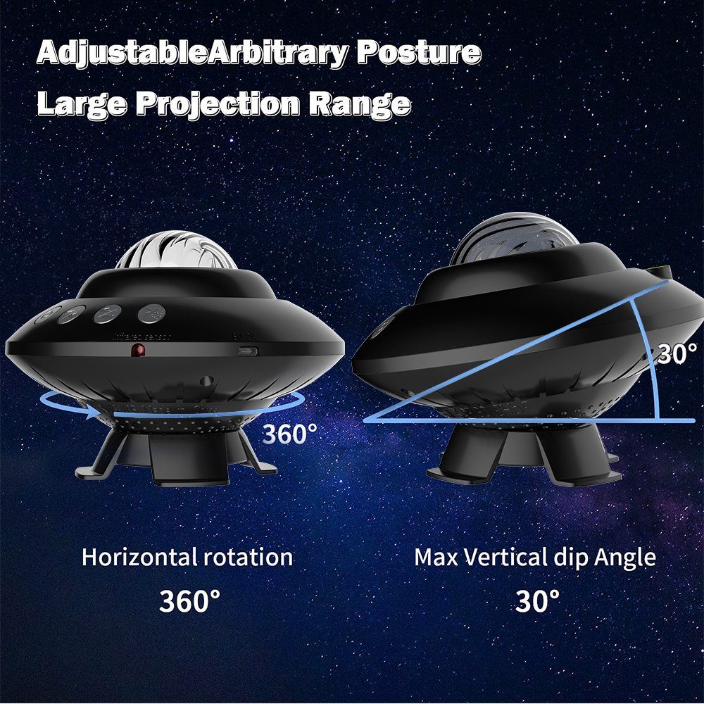 XIIW LED-Sternenhimmel LED Sternenhimmel Projektor Lampe Nachtlicht Galaxy mit Bluetooth, Musiklautsprecher Sternenlicht Wasserwellen Nachtlichter Timer, für Party Weihnachten Ostern Halloween Kinder Zimmer