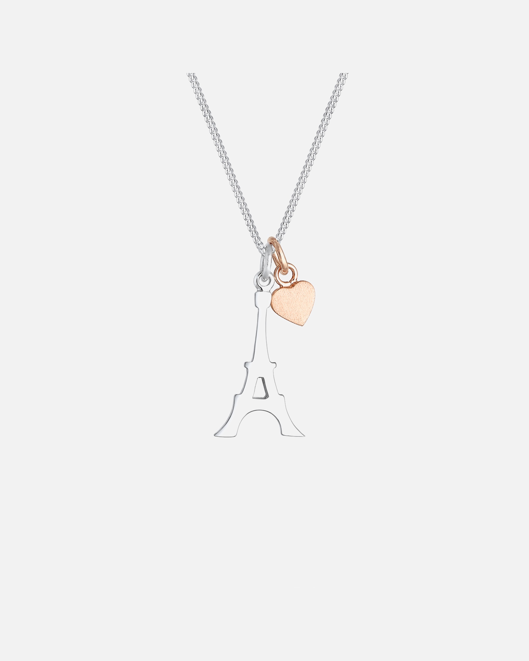 Collana da donna Elli con ciondolo a forma di cuore e Torre Eiffel - Argento 925/1000