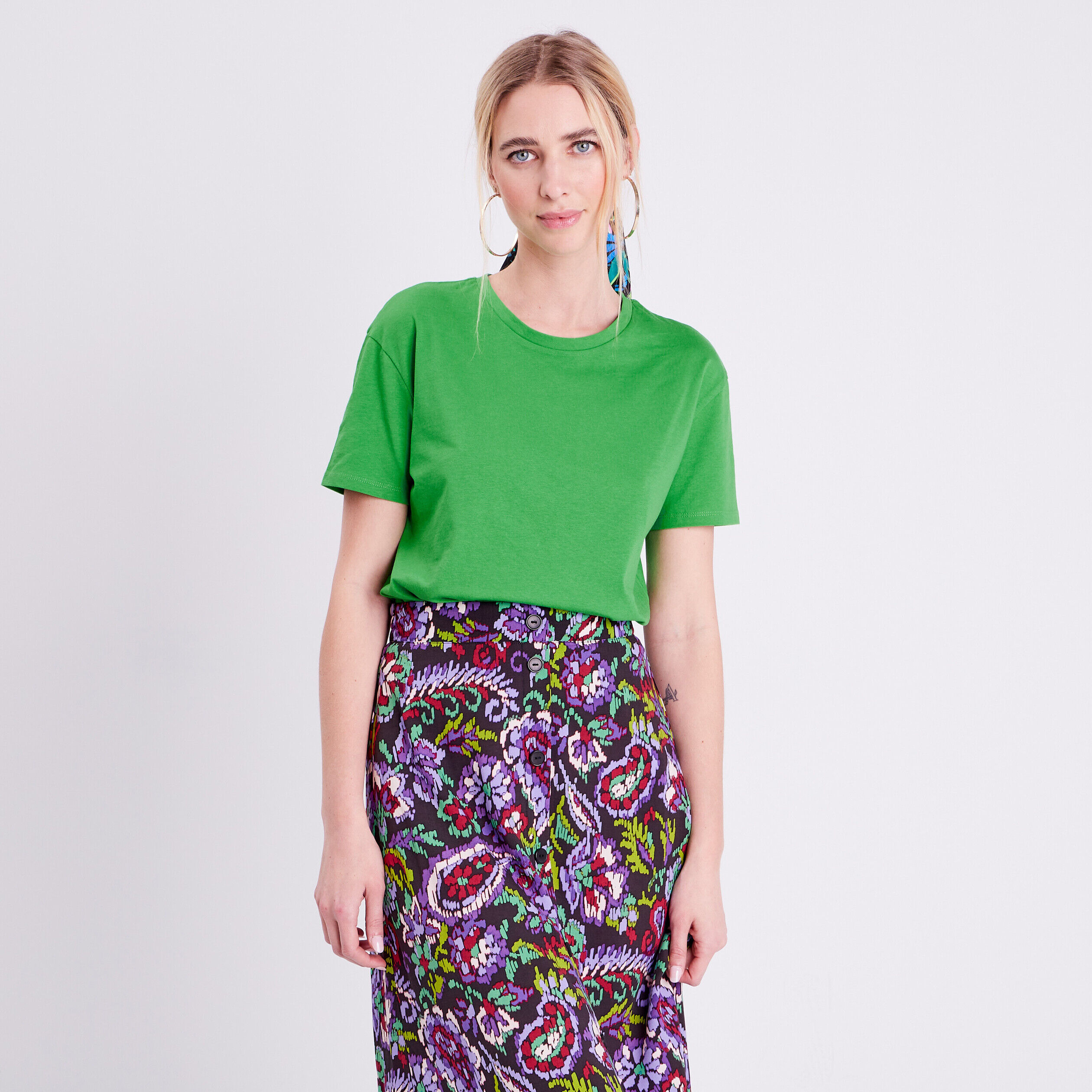 T-shirt manches courtes vert femme | Cache Cache