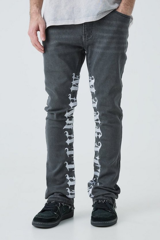 Bestickte Skinny Stretch Jeans