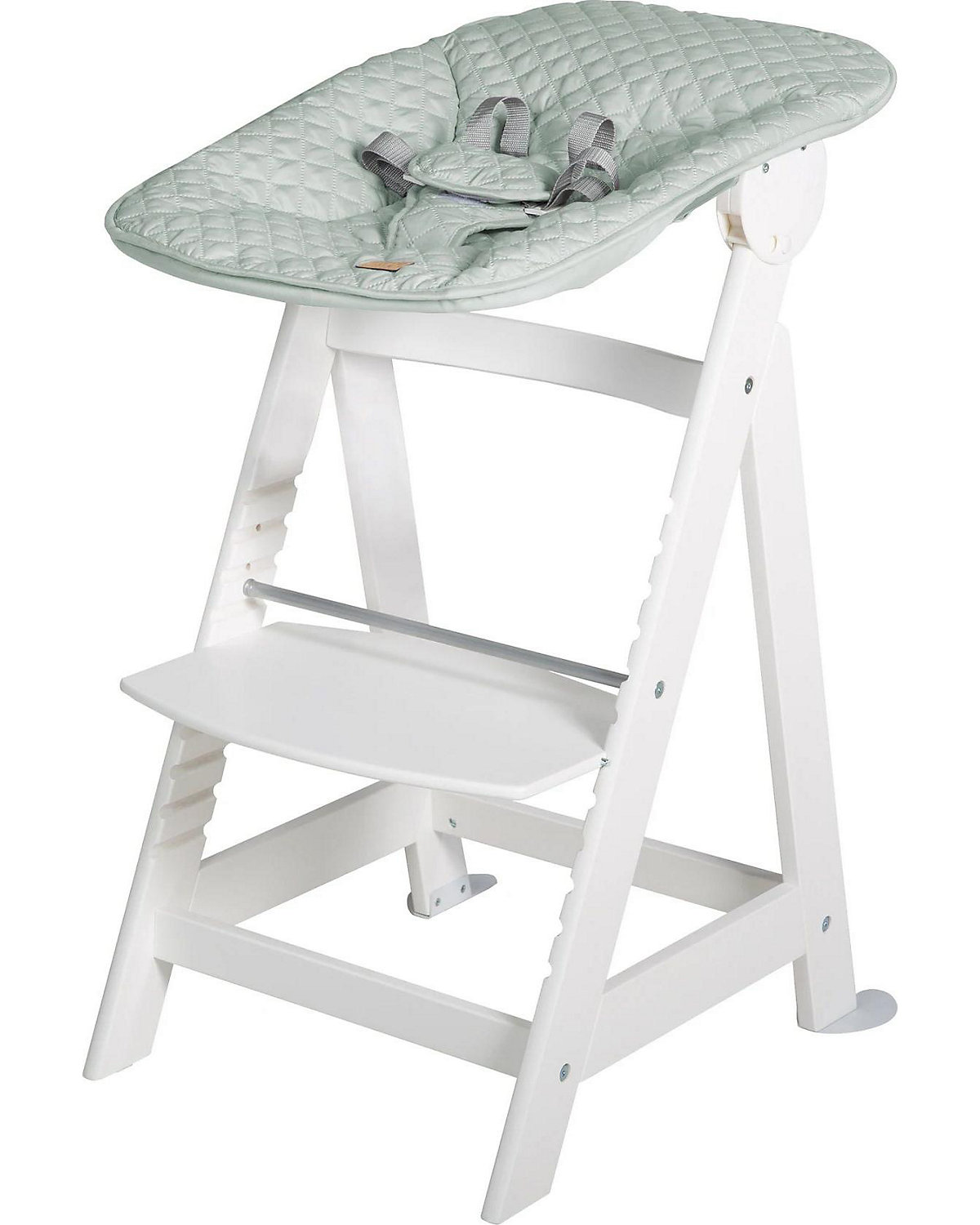 Treppenhochstuhl 'Born Up' Set 2in1, weiß, mit Liegefunktion/ -aufsatz 'roba Style' frosty green