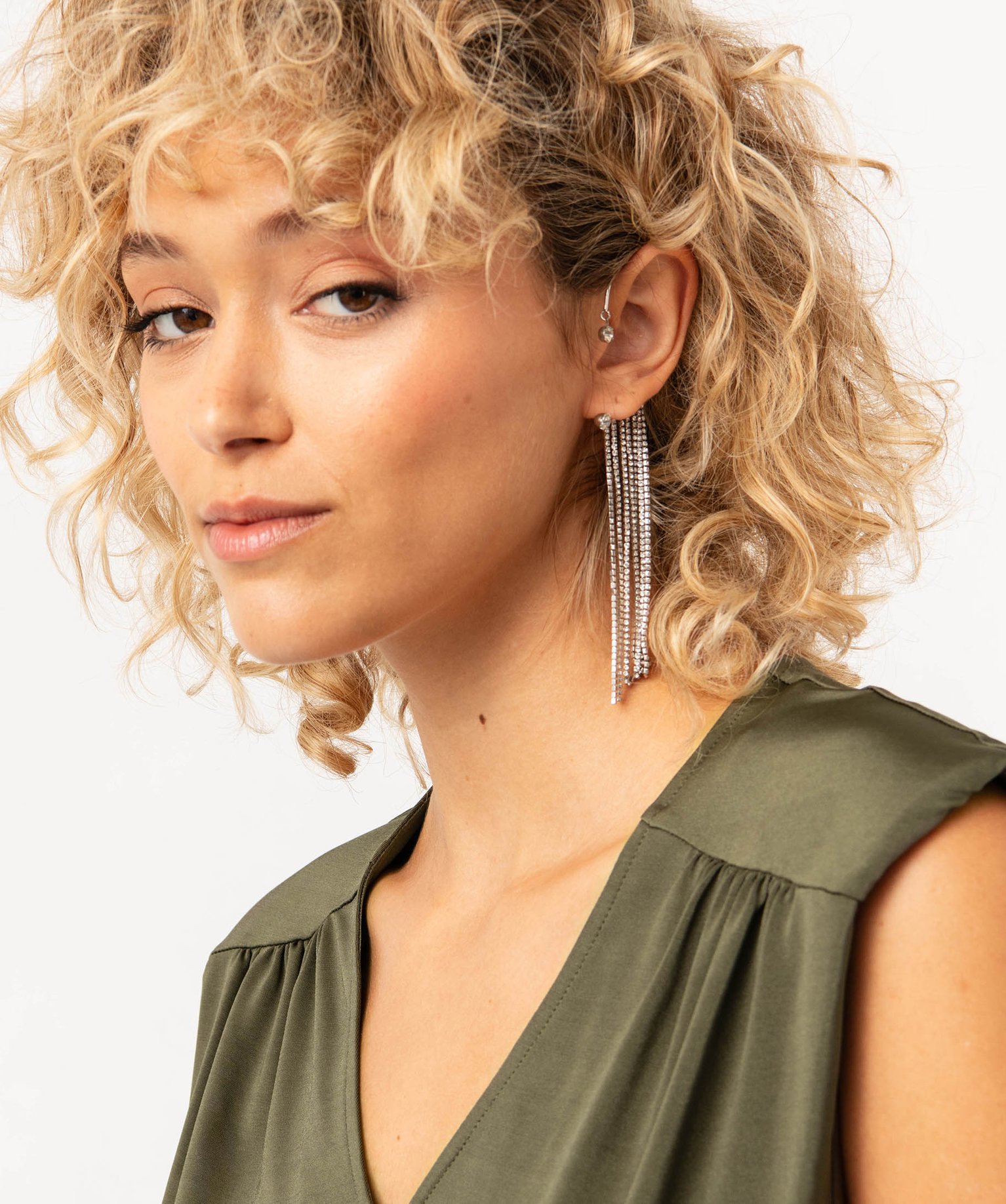 Robe en maille sans manches avec épaulettes femme kaki | GEMO