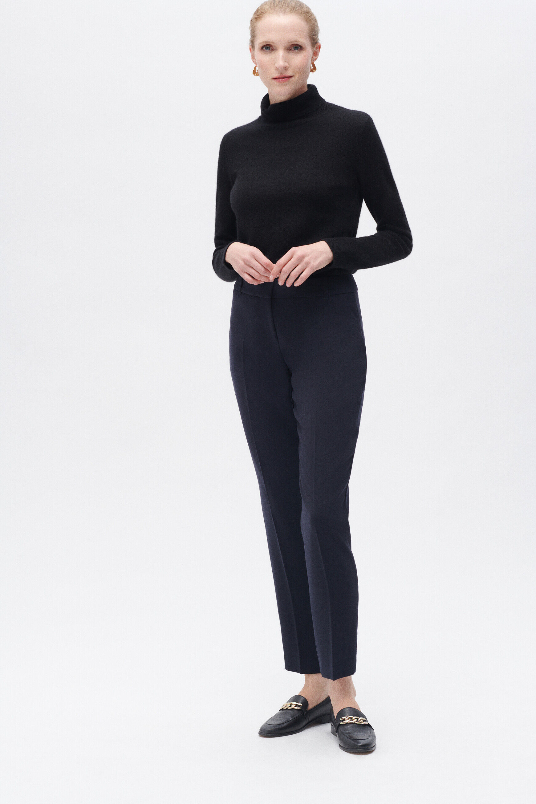 Pantalon pgautier bleu marine femme