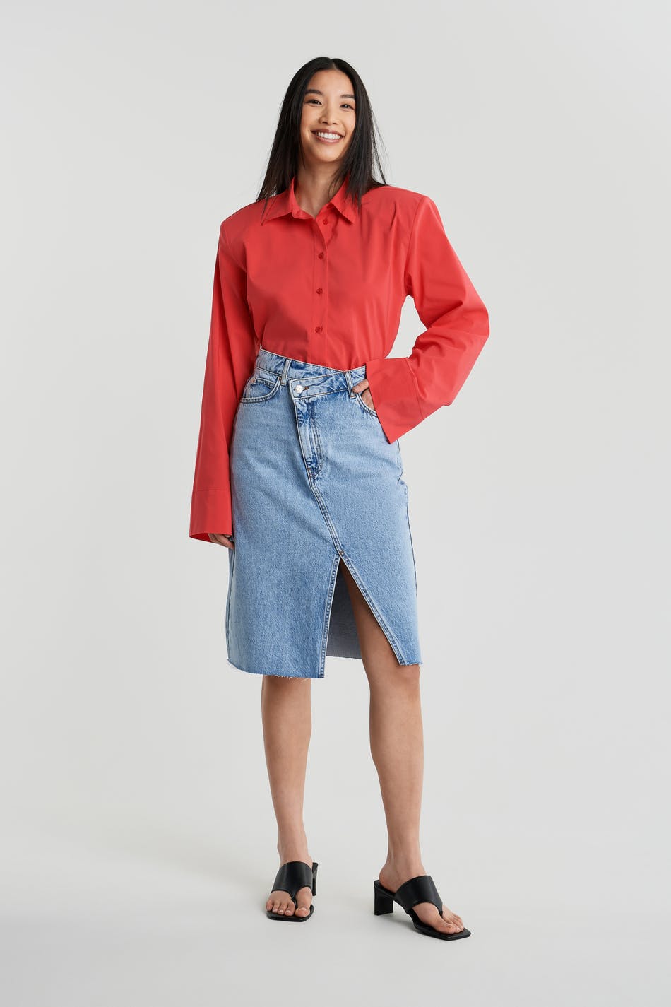 Wrap denim skirt