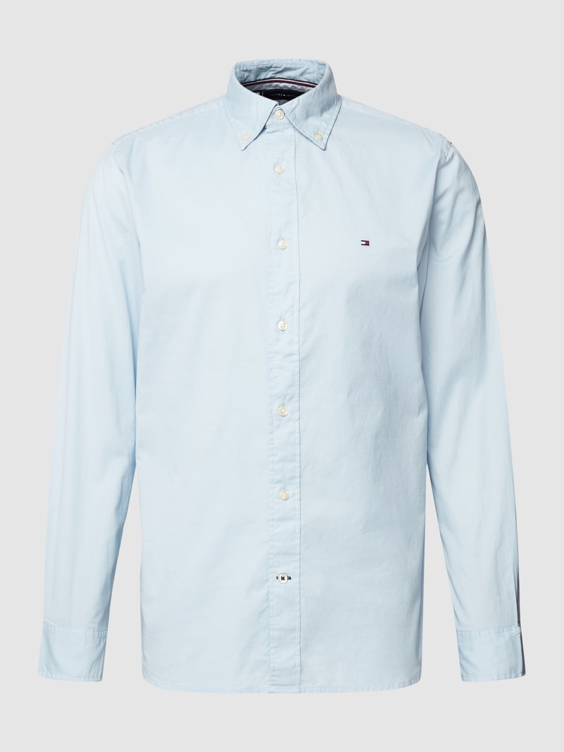 Freizeithemd mit Logo-Stitching Modell 'CORE FLEX POPLIN' in hellblau