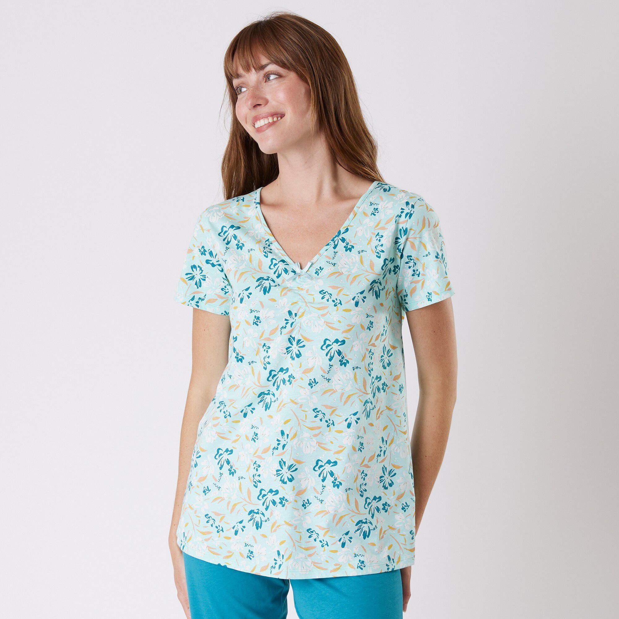 Tee-shirt pyjama manches courtes imprimé floral