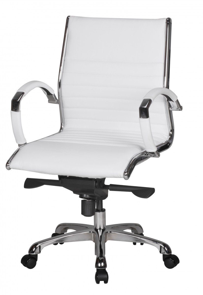 Amstyle Drehstuhl SPM1.236 (SALZBURG 2 Echtleder Weiß Schreibtischstuhl), Bürostuhl XXL 120kg Chefsessel höhenverstellbar