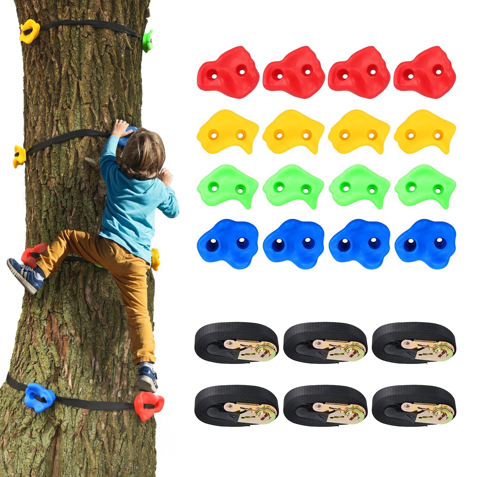 COSTWAY Klettergriff (18-St), Klettersteine für Kletterwand, Spielturm