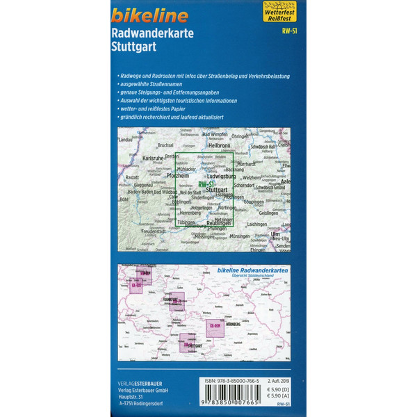 Bikeline Radwanderkarte Stuttgart 1 : 60 000 - Fahrradkarte