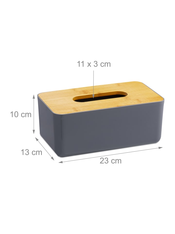 relaxdays 4 x Taschentuchbox in Grau/ Natur günstig kaufen onesize