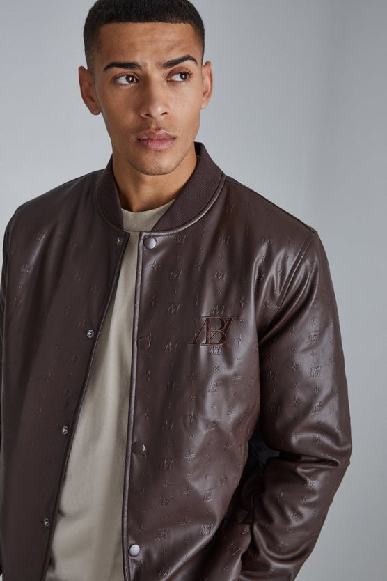 Geprägte PU-Jacke mit Aufnäher