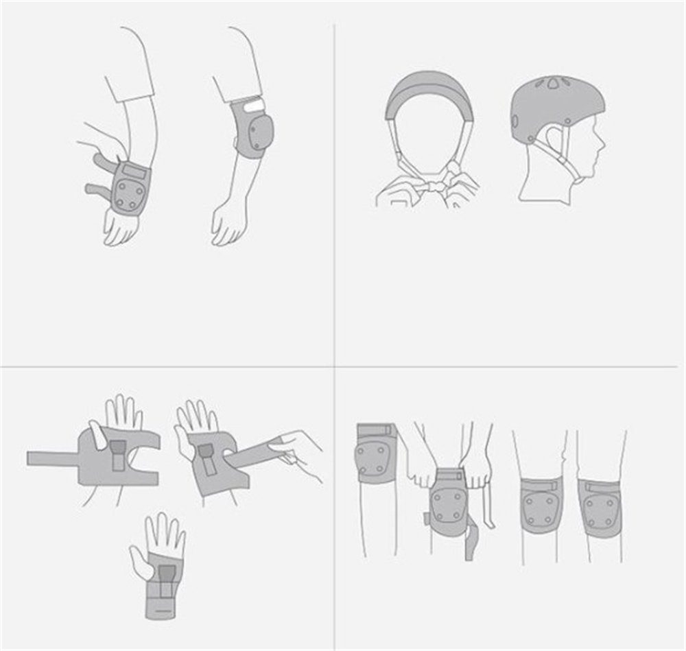 AROMUJOY Kopfprotektor protektoren set kinder,Schlittschuhlaufen Schonerset,4-15 Jahre alte (Sets, 7-tlg., Knieschutz, Ellbogen-Schutz, Schutz für den Kopf), Schlittschuhlaufen Schonerset,4-15 Jahre alte