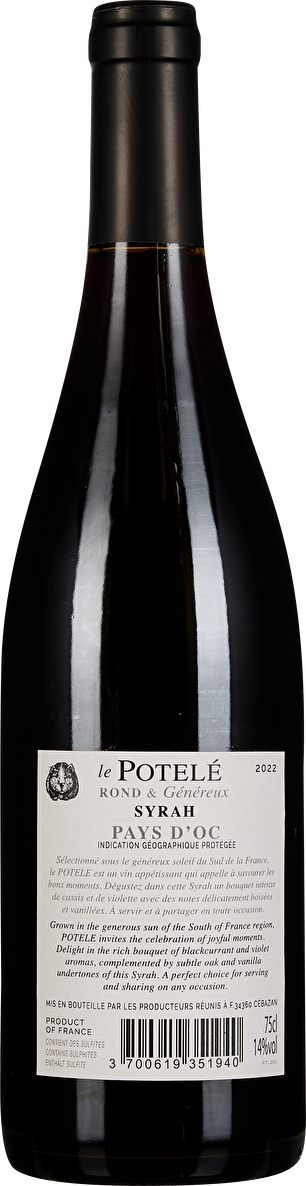 Les Producteurs Réunis Le Potelé Syrah Pays d’Oc 2022