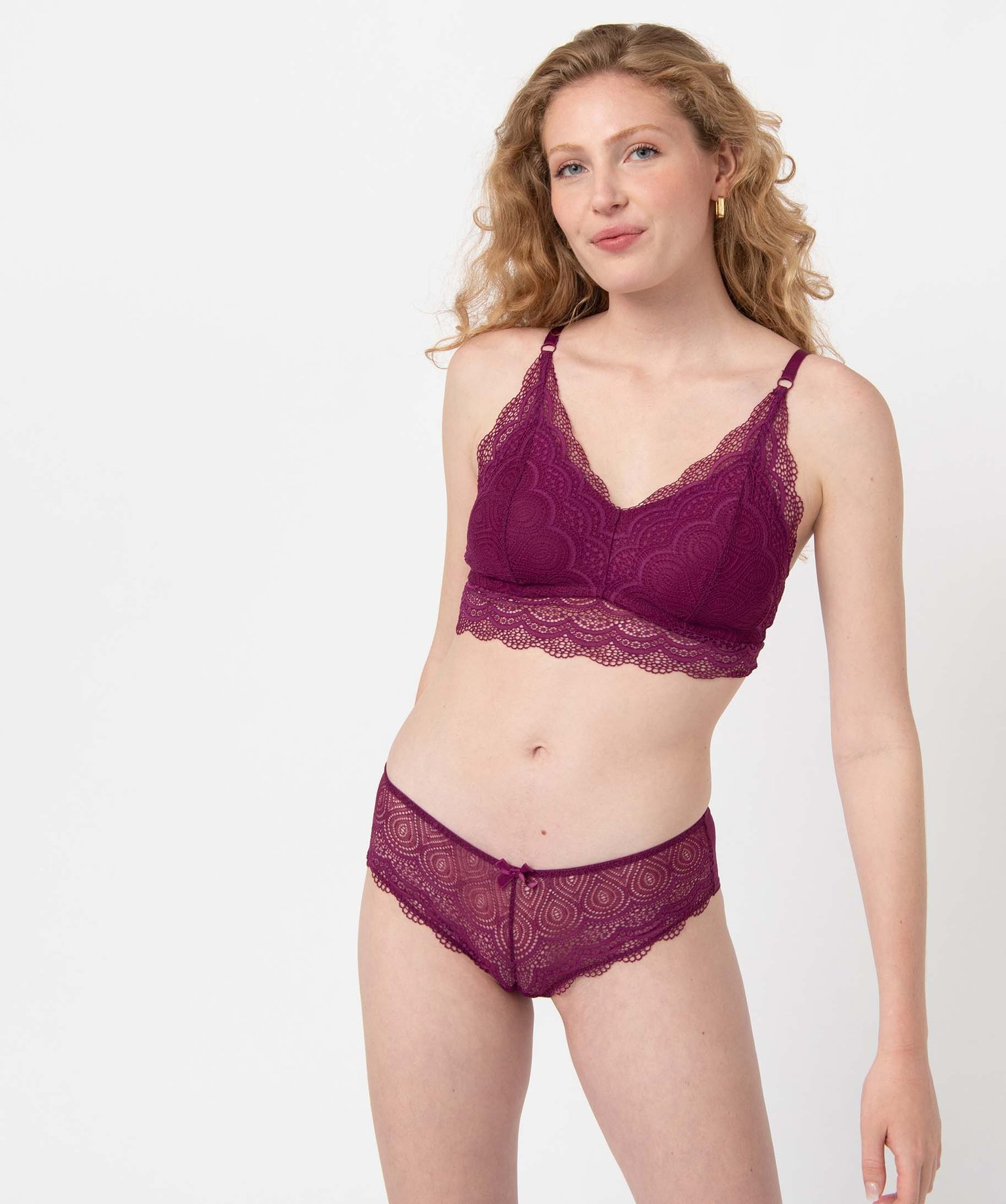 Soutien-gorge post-opératoire en dentelle violet | GEMO