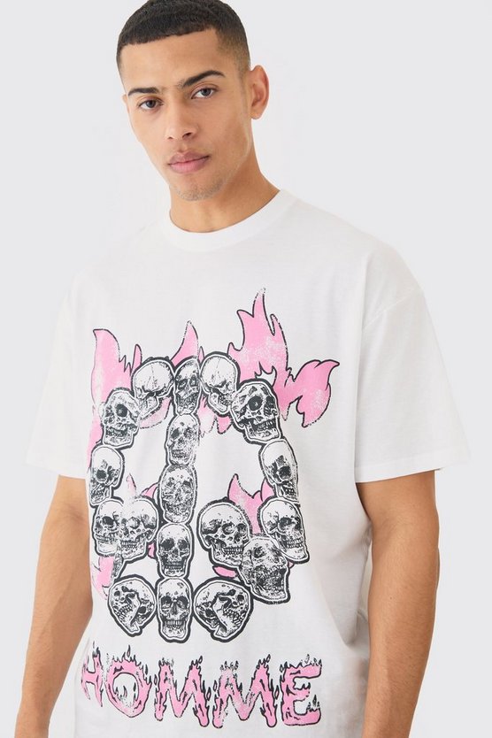 Oversize T-Shirt mit Totenkopf-Print