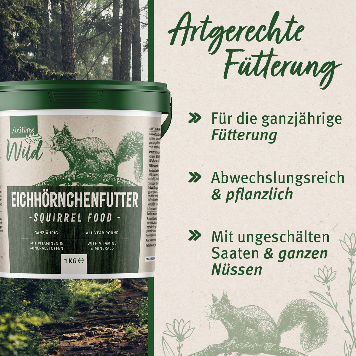 Aniforte Eichhörnchen Aniforte Eichhörnchenfutter 1 kg