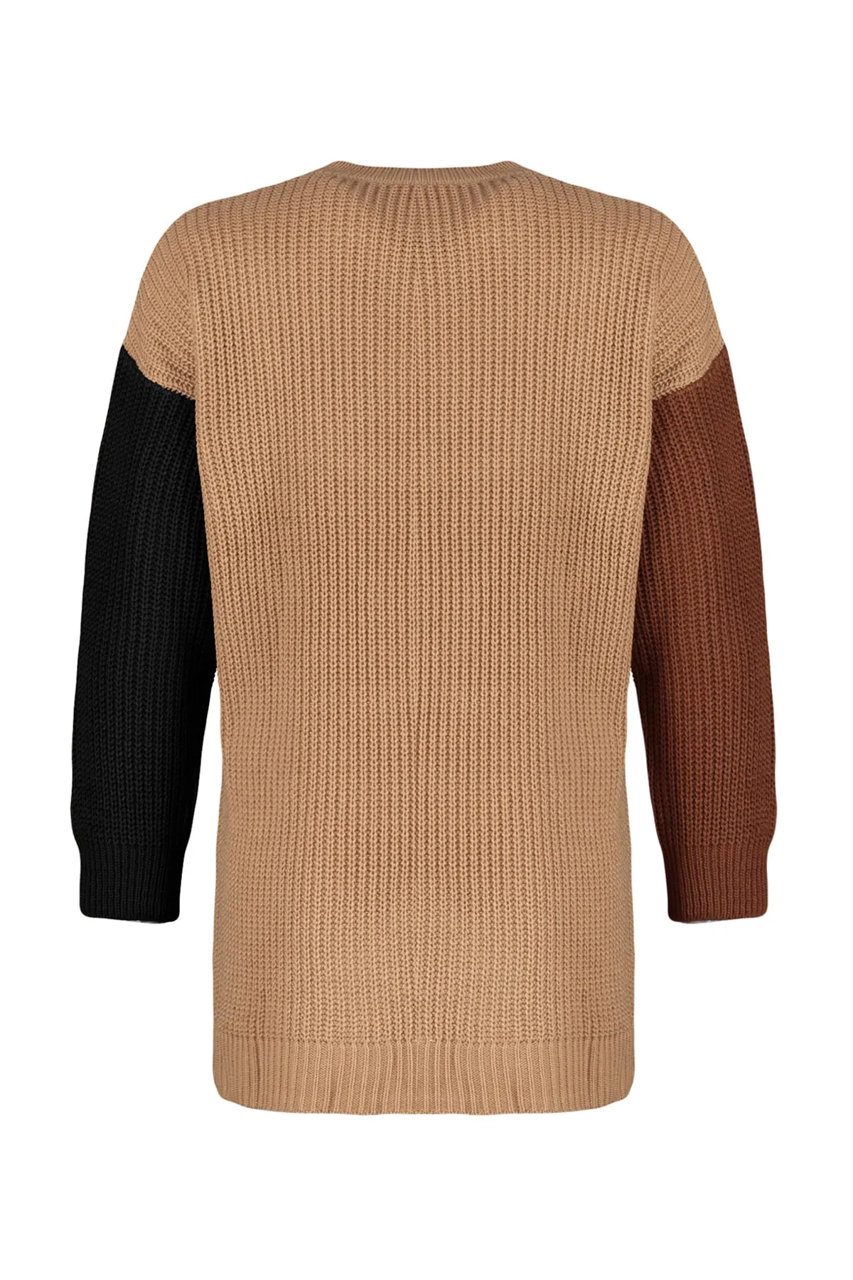 Trendyol Modest  Schwarzer Farbblock-Strickpullover von Selanik TCTAW24AK00153