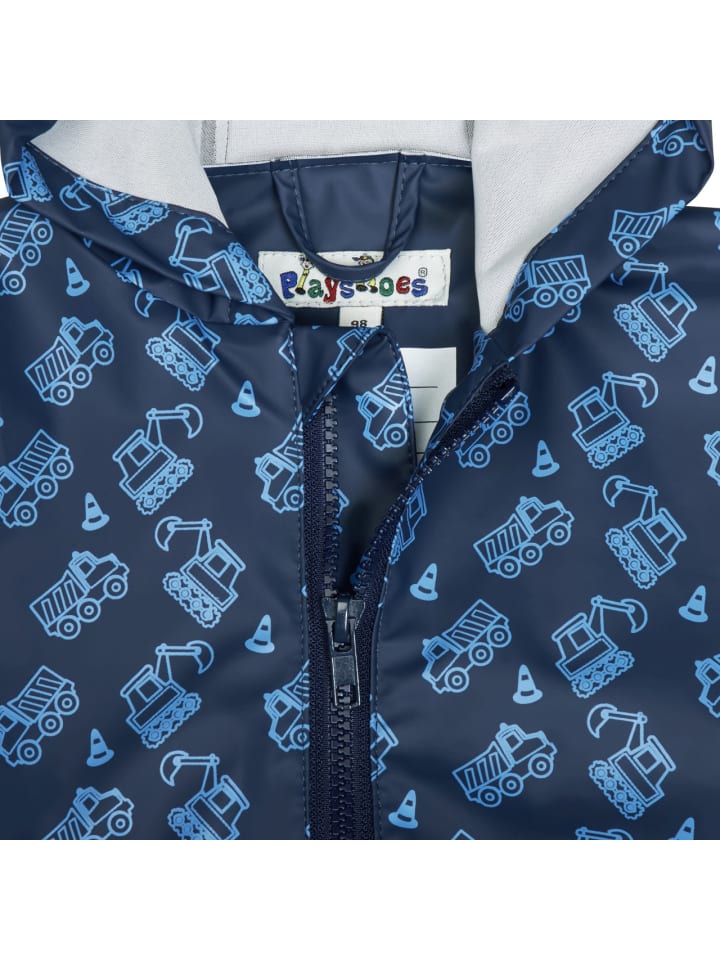 Playshoes Regen-Overall Baustelle allover in Marine günstig kaufen