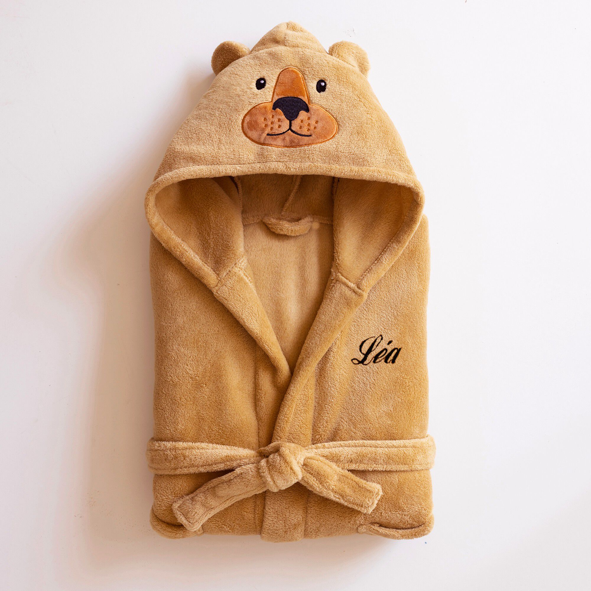 Peignoir de bain enfant à capuche personnalisable ours microfibre