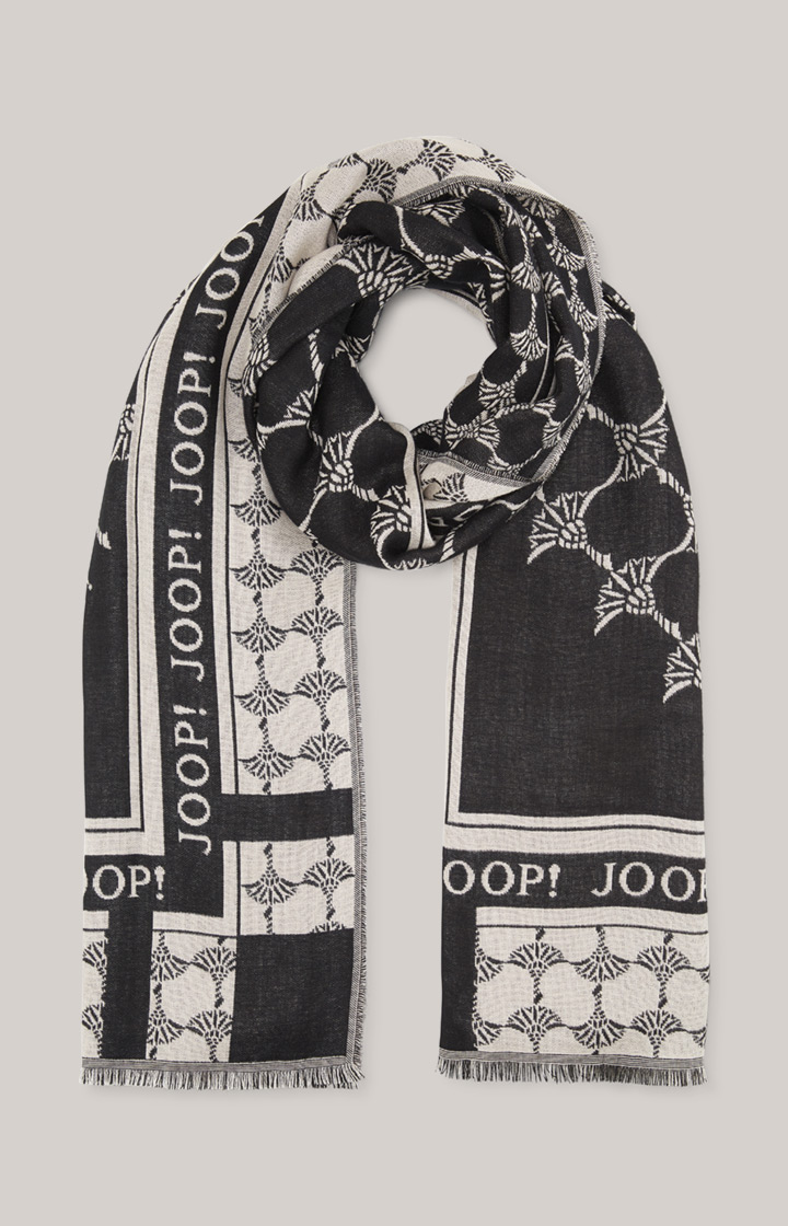 Jacquard-Schal in Schwarz/Beige