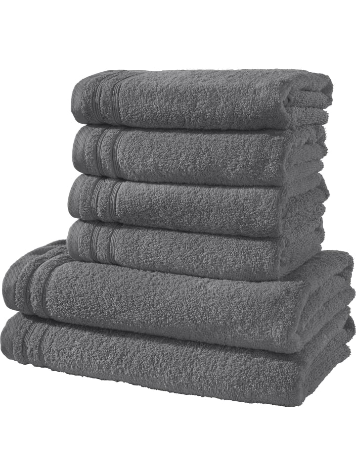 Erwin Müller Frottier Frottier-Set 6-tlg. Heidelberg in anthrazit günstig kaufen onesize