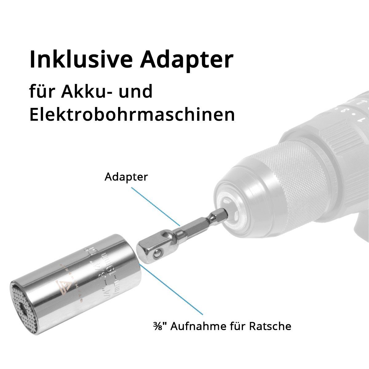 STAHLWERK Steckschlüssel Universeller 3/8 Zoll Steckschlüssel 7 bis 19 mm (Packung, 2 St)