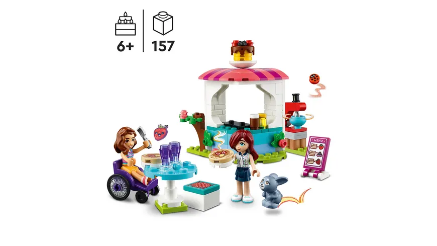 LEGO Friends 41753 Pfannkuchen-Shop, Spielzeug-Set mit Hasenfigur