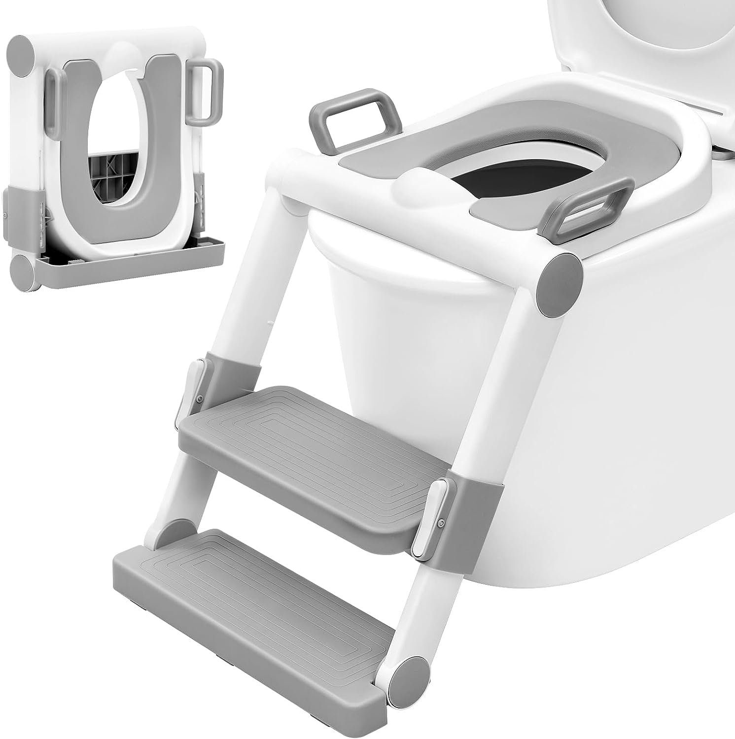 JOYOLEDER Kinder-WC-Sitz Kinder Faltbarer Toilettensitz Toilettentrainer mit Treppe und Griffe