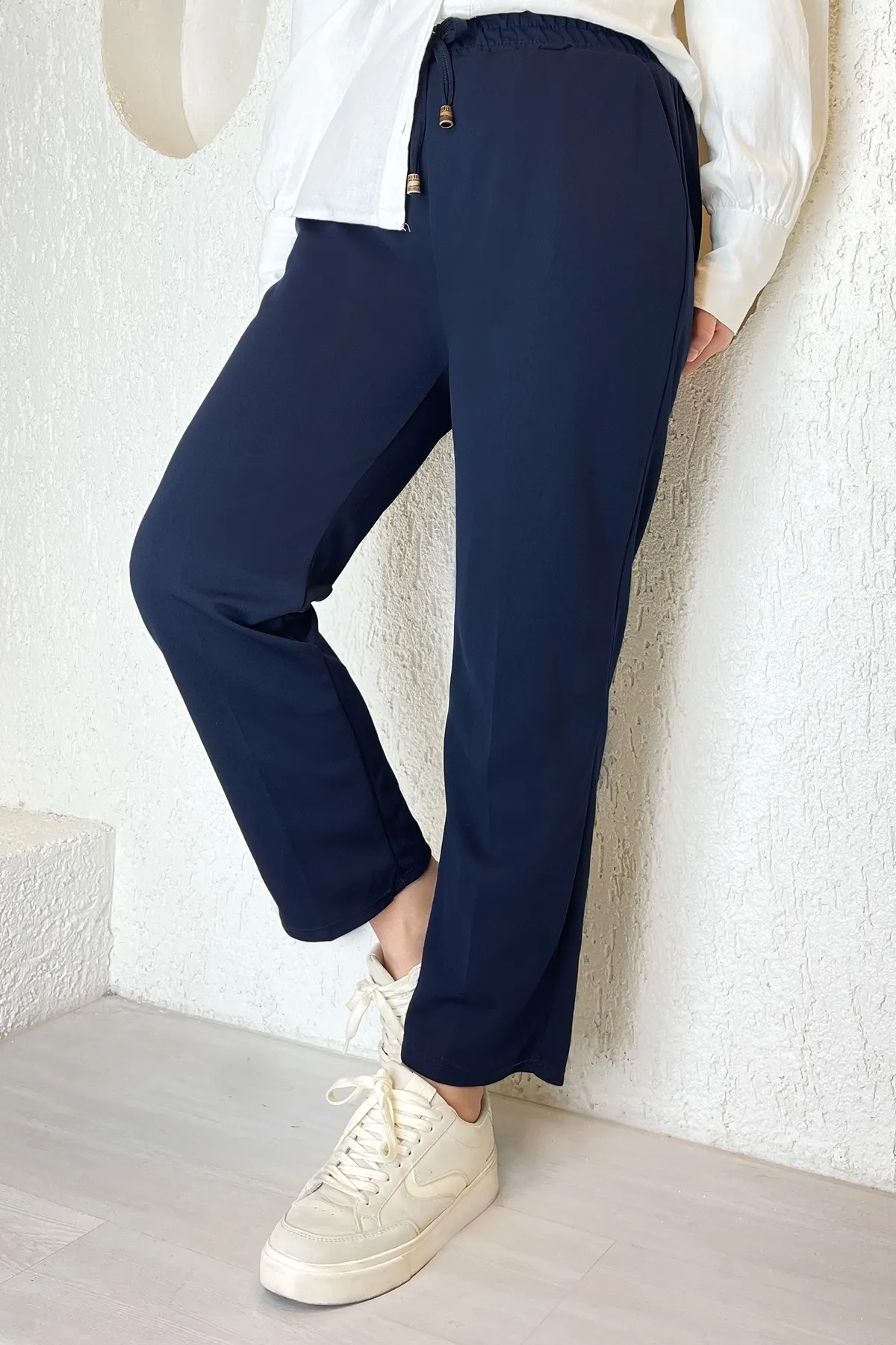 InStyle  Lycra-Hose aus doppeltem Stoff mit elastischem Bund – Marineblau