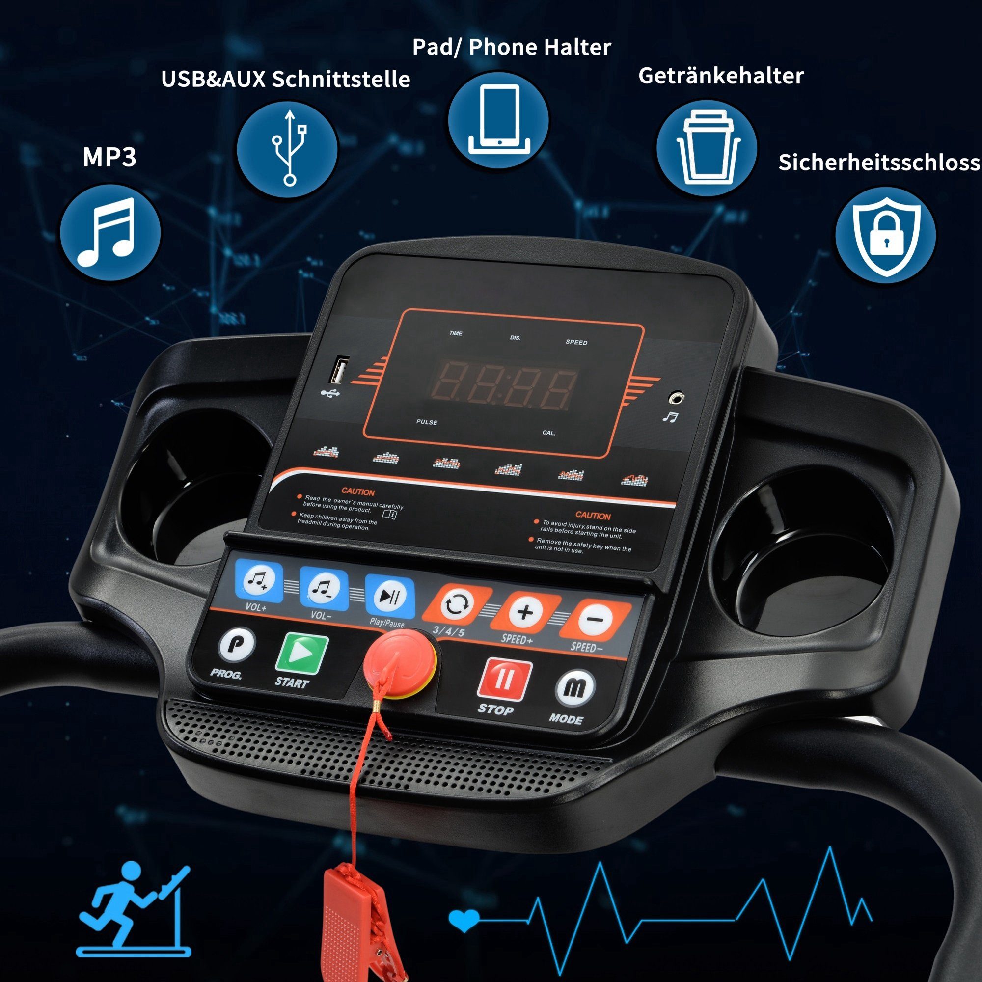 REDOM Laufband Laufmaschine (mit Lautsprecher für Heimgymnastik-Fitness, Faltbares Design und einfache Bewegung)