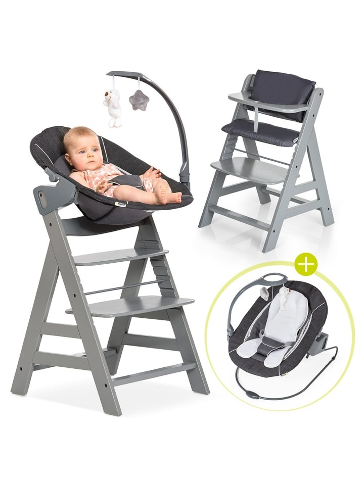 Hauck Alpha Plus Grau Newborn Set Deluxe - 4-tlg. Hochstuhl in grau günstig kaufen onesize