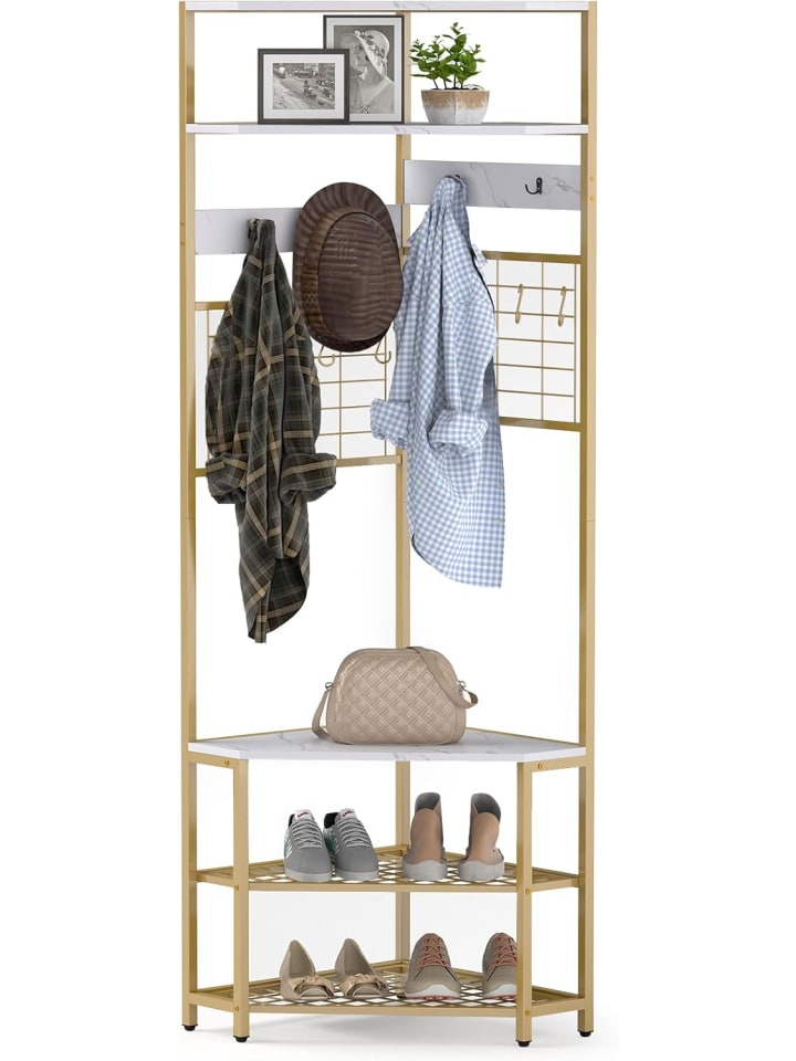 COSTWAY 180CM Garderobenständer Eck in Gold günstig kaufen onesize