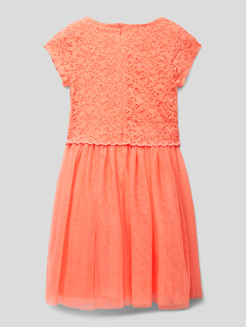 Midikleid mit Spitzenbesatz in orange