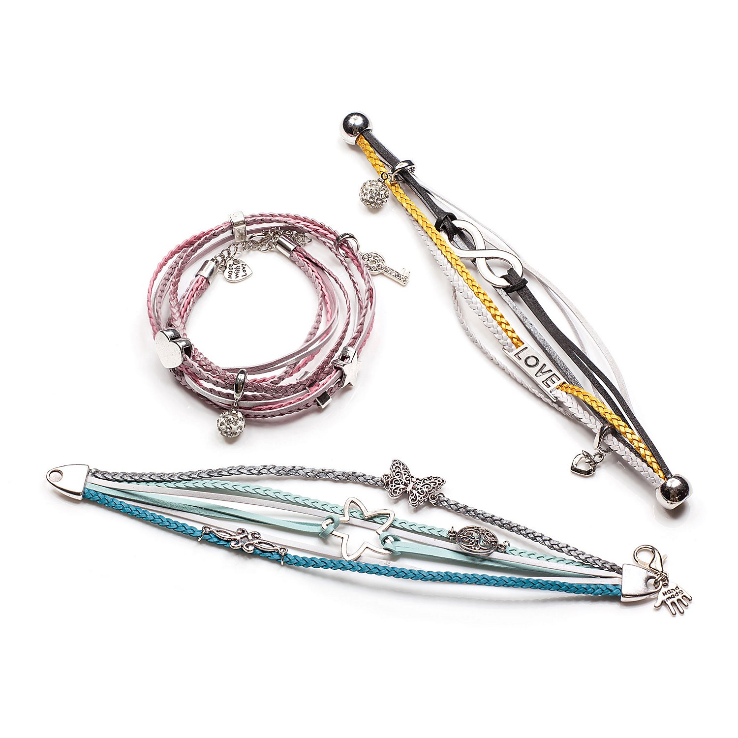 Lederbänder-Mix, rosa, 2–3 mm