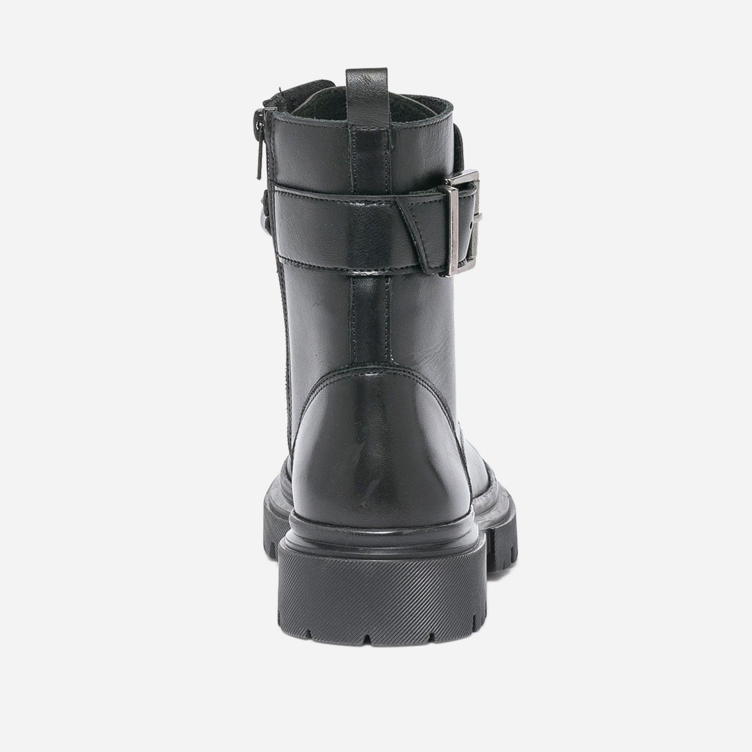 Bottine TEXTO noire en cuir avec maxi chaîne