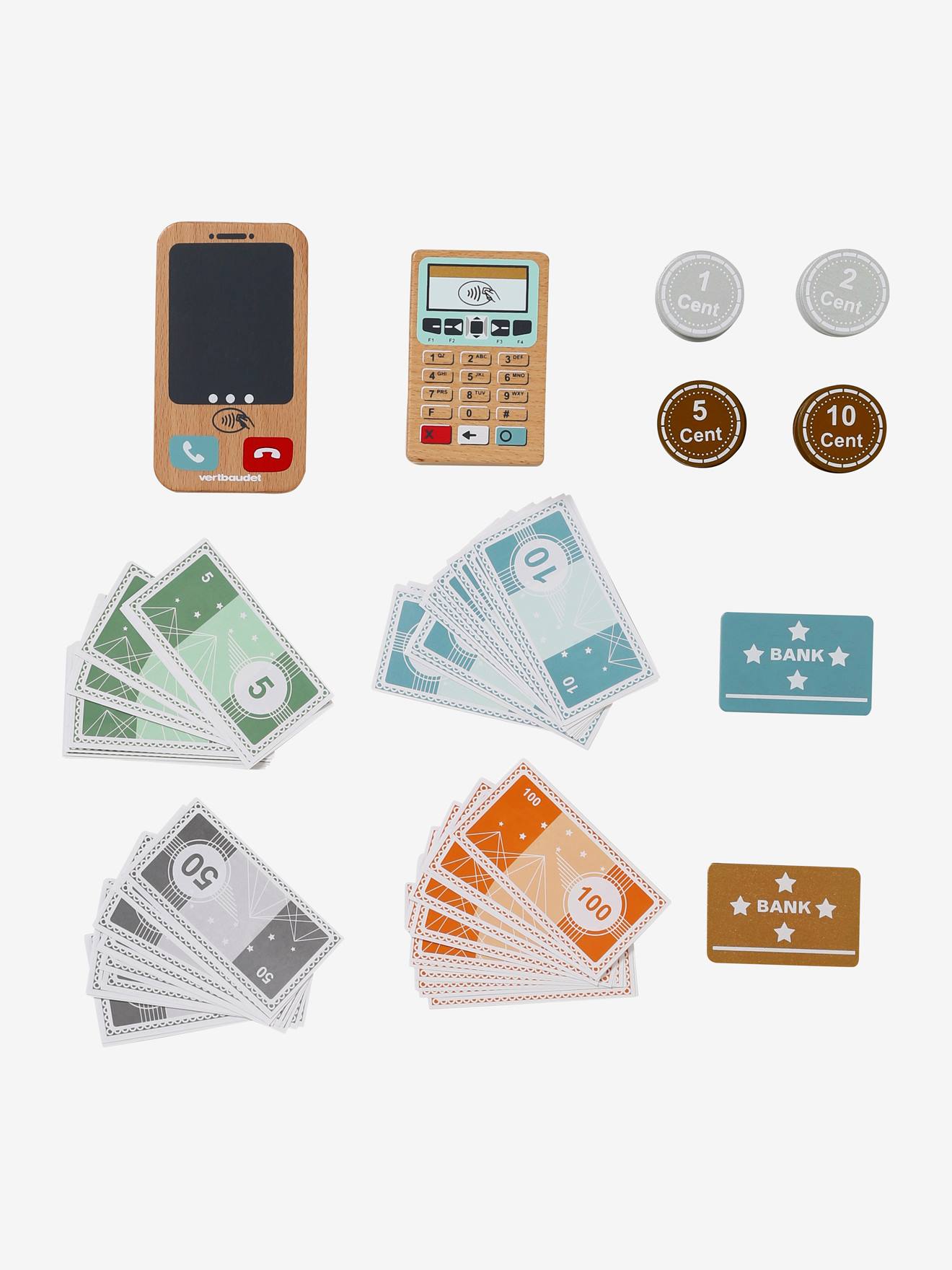 Vertbaudet Kinder Spielgeld-Set, Holz FSC - mehrfarbig