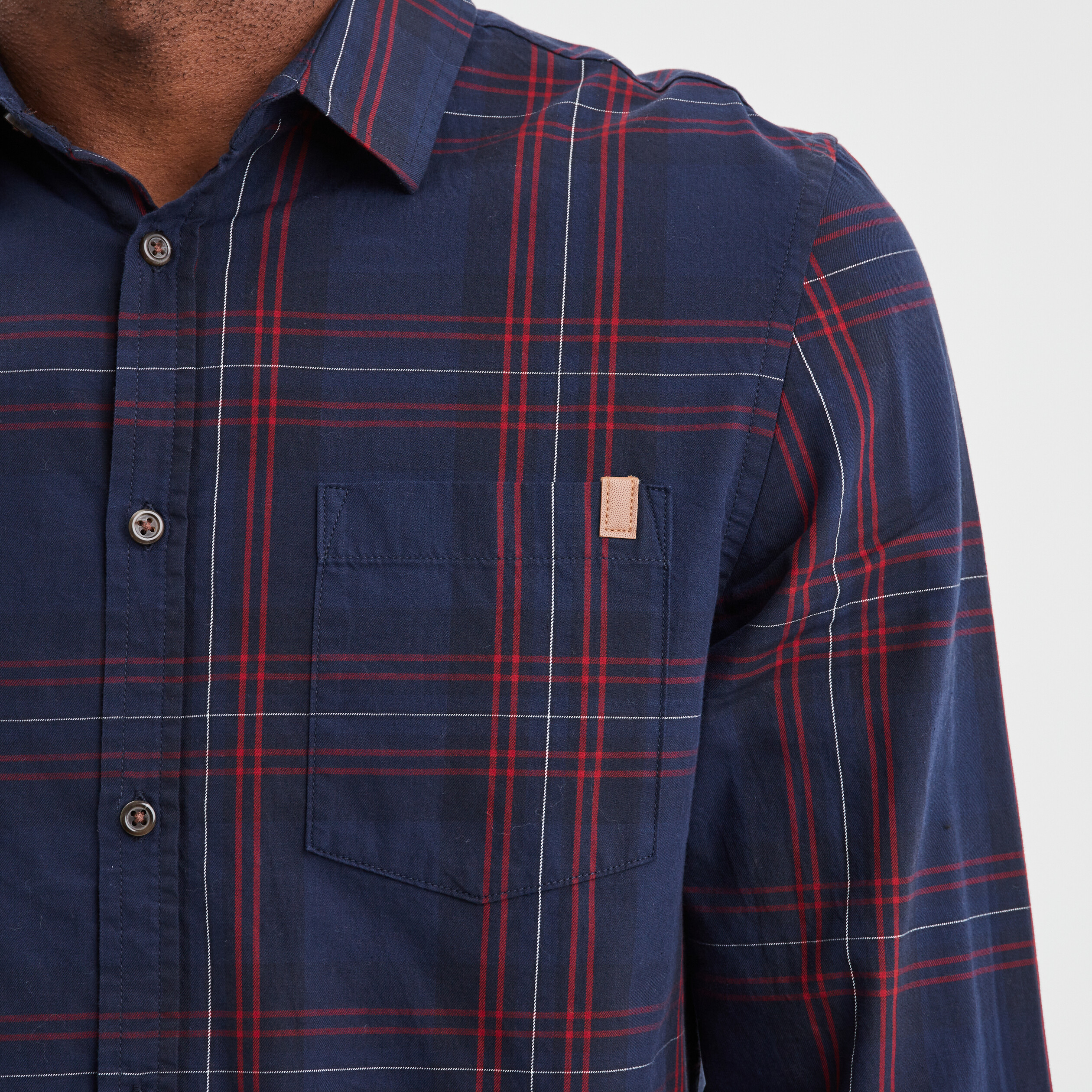 Chemise droite manches longues bleu marine homme | La Halle