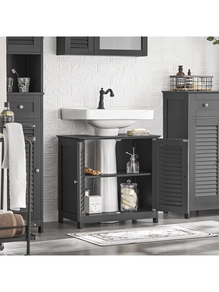 SoBuy Waschbeckenunterschrank in Dunkelgrau - (B)60 x (H)58 x (T)35cm günstig kaufen onesize